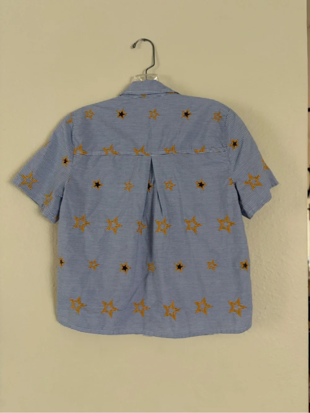 Madewell Blue and White Striped Shirt with Gold Star Embroidery - Picture 4 of 4